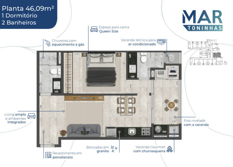 Apartamento à venda com 1 quarto, 35m² - Foto 11